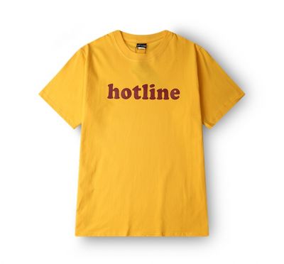 T-shirt Hotline Jaune avec Inscription rouge