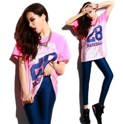 T shirt Large Baseball 28 Swag pour Femme Demi Coupé