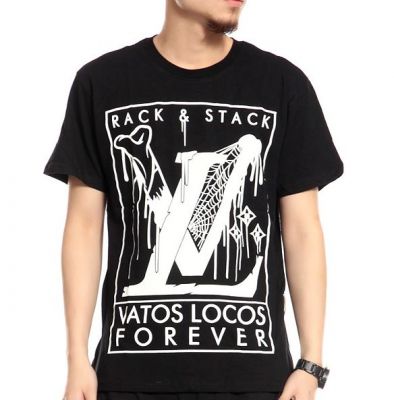 T shirt LV Vatos Locos Forever Mexican Swag Hip Hop Noir et blanc