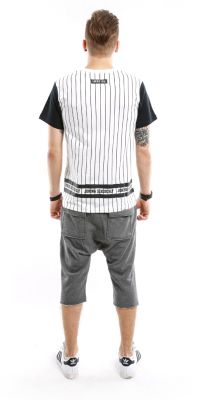 T-shirt Mad City Rayures Manches Noires Baseball Swag