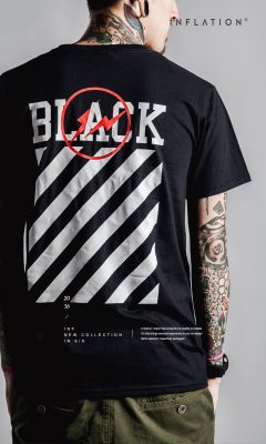 T shirt Off Black Carré Rayures pour homme