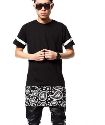 T shirt Oversize Bandana Paisley Noir West Coast Streetwear US