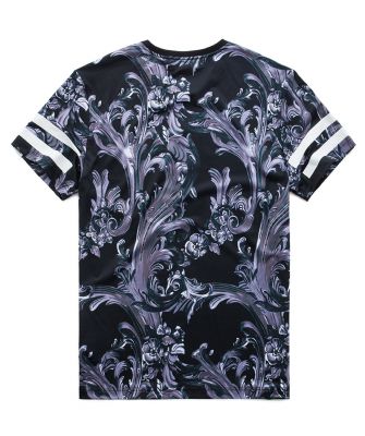 T-shirt Panmaxer 83 Inversé à Fleurs Gris Noir et Blanc Grande taille homme