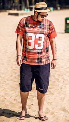 T-shirt Plaide Ecossais Rouge  83 Panmax Homme Grande Taille