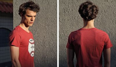 T-shirt Rouge Imprimé Balle de Baseball Retro Vintage pour Homme