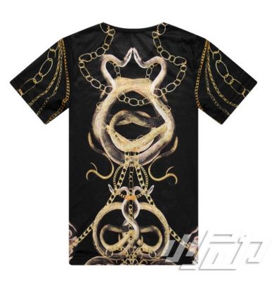 T shirt Snake Chains avec Imprimé Chaines Or et Serpents Reptile
