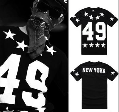 T shirt Streetwear New York 49 Noir Etoiles Taille L