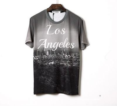 T shirt Stretch Los Angeles LA Skyline Noir et Blanc