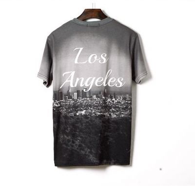 T shirt Stretch Los Angeles LA Skyline Noir et Blanc