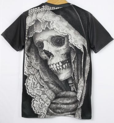 T shirt Slim Santa Muerte Squelette Nina Blanca Mexique Cartel