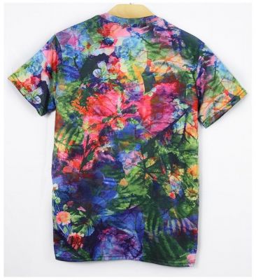 T shirt Stretch Slim Multicolor Army Imprimé à Fleurs