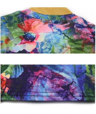 T shirt Stretch Slim Multicolor Army Imprimé à Fleurs