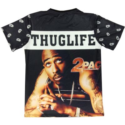 T-shirt Tupac Shakur Thug Life hip hop Manches Bandana