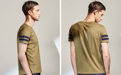 T-shirt vièrge pour Homme avec double bandes manches
