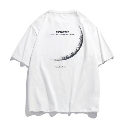 T-shirt à manches courtes en coton avec imprimé éclipse lunaire unisexe