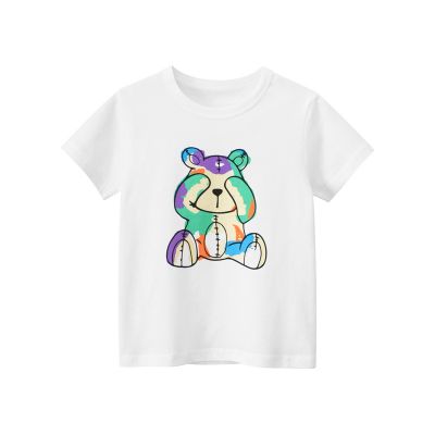 T-Shirt manches courtes Motif Ours Arc-en-ciel pour enfant