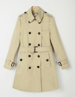 Trench coat imperméable pour femme avec double boutonnage ceinture
