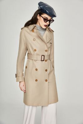 Trench-coat long pour femme avec effet brillant deux tons