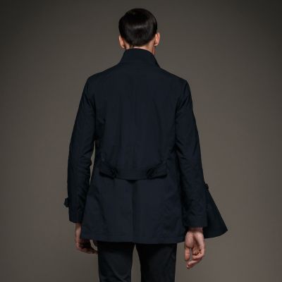 Trench Homme Long Boutonnage Simple avec Col Fin