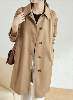 Trench - coat casual classique pour femme avec simple boutonnage
