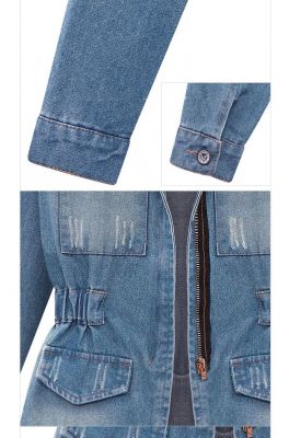 Veste en jeans pour femme avec manches longues avec poches devant