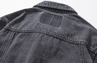 Veste en jeans délavée pour homme avec poches avant vintage
