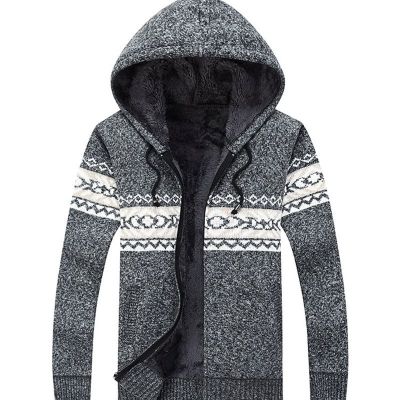 Veste en laine avec fourrure intérieure motif hiver 
