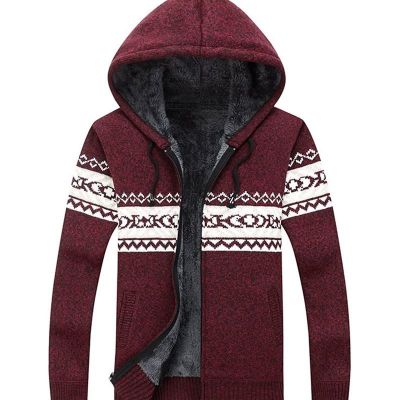Veste en laine avec fourrure intérieure motif hiver 