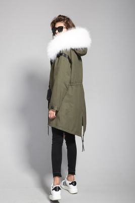 Veste hiver pour femme avec capuche à fourrure épaisse