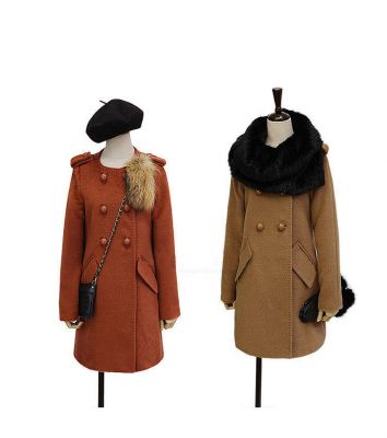 Manteau long pour femme avec fausse fourrure détachable