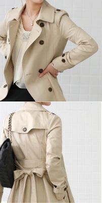 Manteau imperméable long pour femme avec nœud décoratif