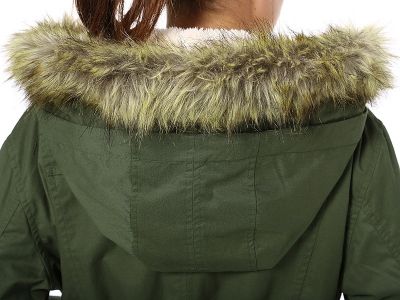 Manteau d'hiver pour femme avec grosse capuche lignée de fourrure