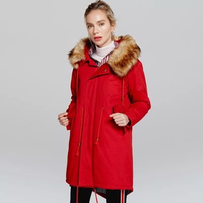 Manteau d'hiver pour femme avec capuche fausse fourrure