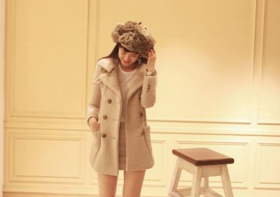 Manteau hiver long pour femme en laine synthétique avec double boutonnage