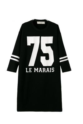 Women streetwear swag dress with baseball number 75 Marais
