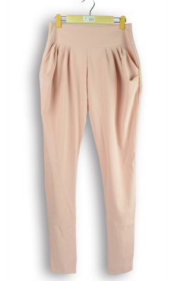 Pantalon stretch en coton pour femme taille haute avec poches côté