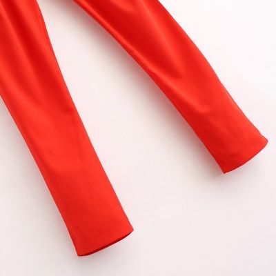 Pantalon stretch en coton pour femme taille haute avec poches côté