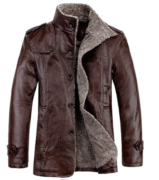 manteau de cuir brun