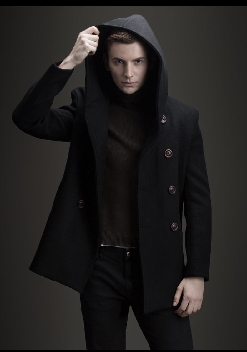 manteau noir à capuche