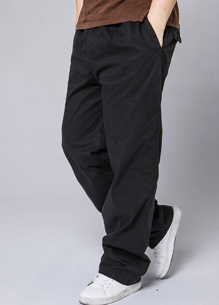 Jogging homme survêtement pantalon noir poches streetwear bande large baggy  fit